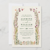 Boho Wildflowers Mushroom Magic QR Code Wedding Kaart (Voorkant)