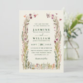 Boho Wildflowers Mushroom Magic QR Code Wedding Kaart (Staand voorkant)