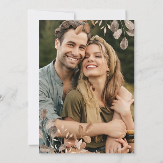 Boho Wildflowers | Neutraal met Foto Bruiloft Kaart (Achterkant)