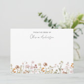 Boho Wildflowers Persoonlijk Briefpapier Bedankkaart (Staand voorkant)
