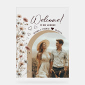 Boho Wildflowers Photo Arch Wedding Welcome Clear Acryl Bord (Voorkant)