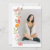 Boho Wildflowers Pink Coquette Bow Photo Sweet 16 Kaart (Achterkant)