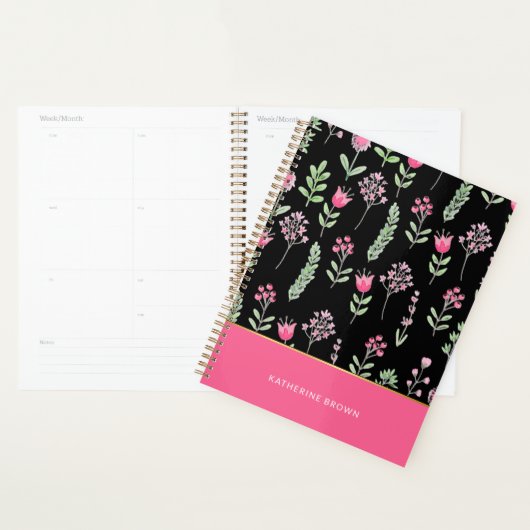 Boho Wildflowers Pink Elegant Trendy Girly Planner (Display)
