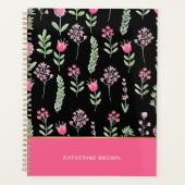Boho Wildflowers Pink Elegant Trendy Girly  Planner (Voorkant)
