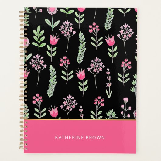 Boho Wildflowers Pink Elegant Trendy Girly  Planner (Voorkant)