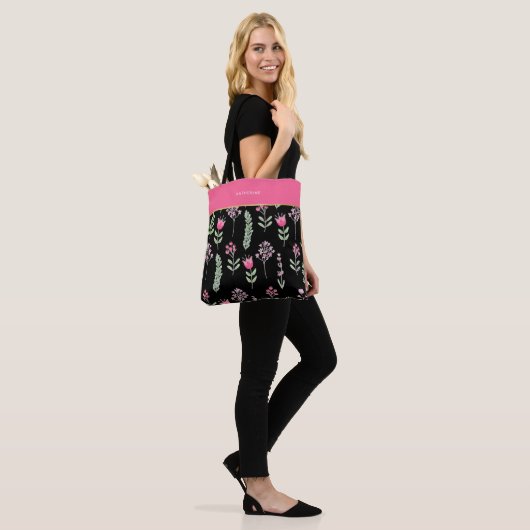 Boho Wildflowers Pink Girly Trendy Tote Bag (Op model)