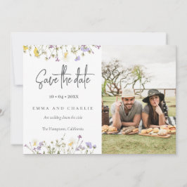Boho Wildflowers QR Code Elegante Fotobruiloft Save The Date