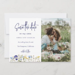 Boho Wildflowers QR Code Elegante Fotobruiloft Save The Date