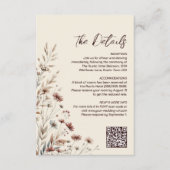 Boho Wildflowers QR-code Huwelijksdetails Klein Informatiekaartje (Voorkant)