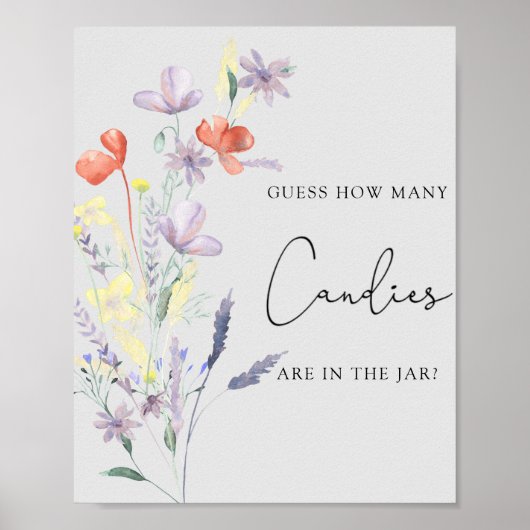 Boho Wildflowers - Raad hoeveel snoepjes spel Poster (Voorkant)