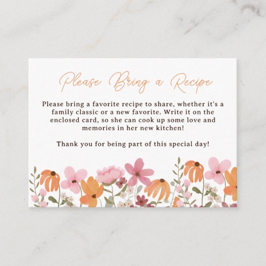Boho Wildflowers Recept Aanvraag Vrijgezellenfeest Informatiekaartje (Voorkant)