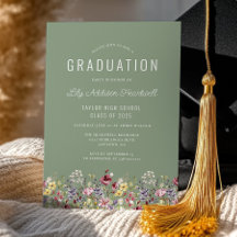 Boho Wildflowers Sage Green Graduation Party