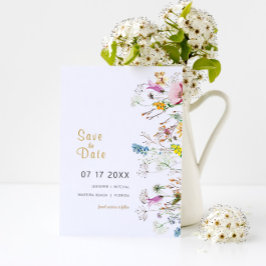 Boho Wildflowers SAVE the DATE Uitnodiging
