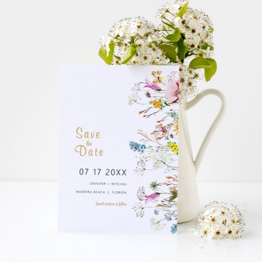 Boho Wildflowers SAVE the DATE Uitnodiging