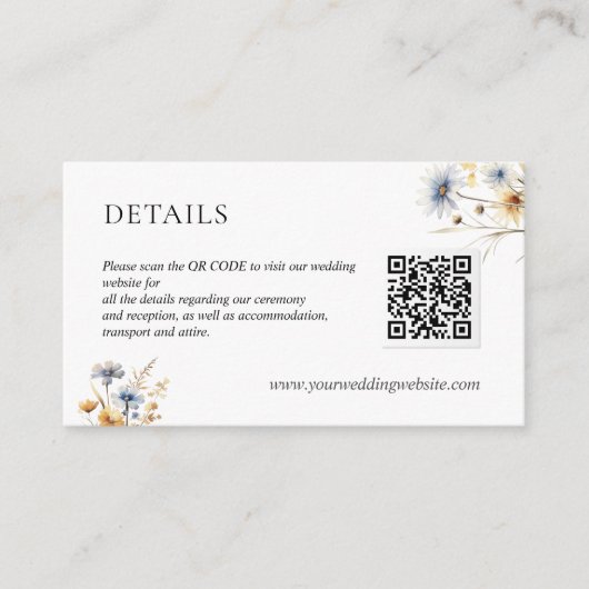 BOHO WILDFLOWERS SCAN QR Code Trouwgegevens Informatiekaartje (Voorkant)