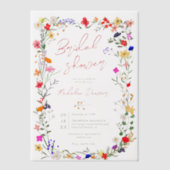 Boho Wildflowers Spring Summer Vrijgezellenfeest Vellum Uitnodigingen (Voorkant)