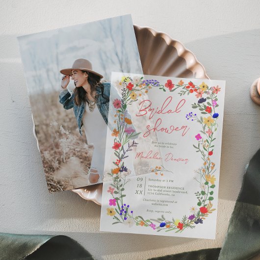 Boho Wildflowers Spring Summer Vrijgezellenfeest Vellum Uitnodigingen