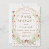 Boho Wildflowers Strawberry Baby Shower Kaart (Voorkant)