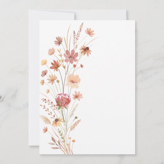 Boho Wildflowers Terracotta bruiloft Kaart (Achterkant)
