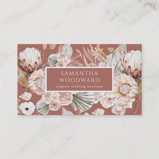 Boho Wildflowers Terracotta Kleding Branding Visitekaartje (Voorkant)