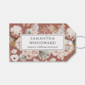 Boho Wildflowers Terracotta Prijs Label Cadeaulabel (Voorkant (Horizontaal))