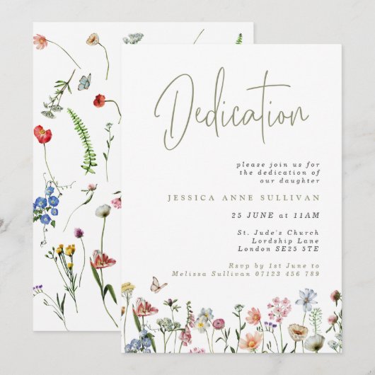 Boho Wildflowers Toewijding Kaart (Voorkant / Achterkant)