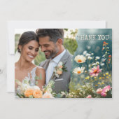 Boho Wildflowers Trouwfoto Dank u Bedankkaart (Voorkant)