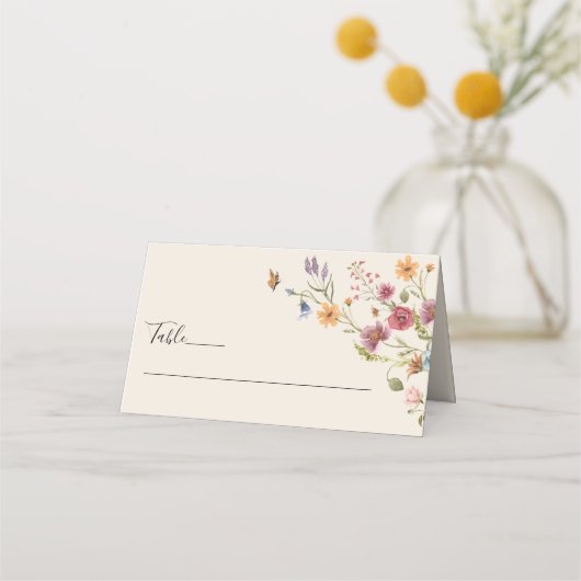 Boho Wildflowers Trouwkaart Folded Plaats Kaarten Plaatskaartje (Voorkant)