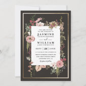 Boho Wildflowers Tuin Elegante QR Code Bruiloft Kaart (Voorkant)
