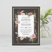 Boho Wildflowers Tuin Elegante QR Code Bruiloft Kaart (Staand voorkant)