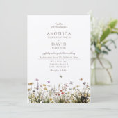 Boho Wildflowers Vlinders bruiloft Kaart (Staand voorkant)