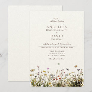 Boho Wildflowers Vlinders bruiloft Kaart