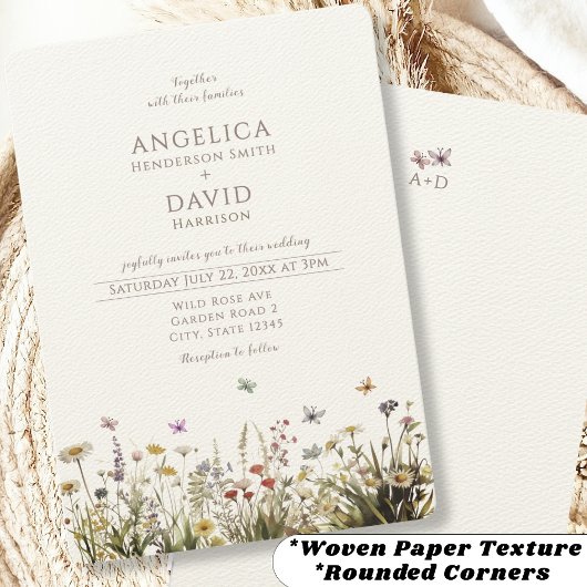 Boho Wildflowers Vlinders bruiloft Kaart