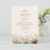 Boho Wildflowers Vlinders bruiloft Kaart (Staand voorkant)