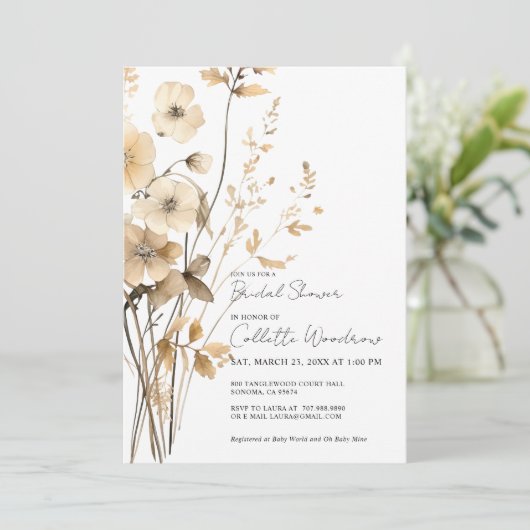 Boho Wildflowers Vrijgezellenfeest Kaart (Staand voorkant)