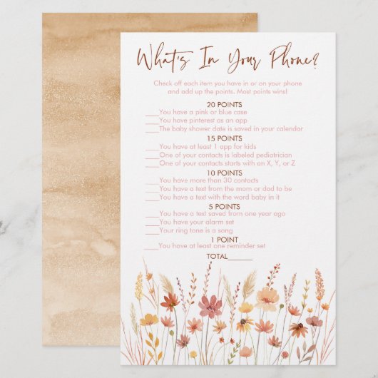 Boho Wildflowers Wat zit er in je telefoon Douche  (Voorkant / Achterkant)