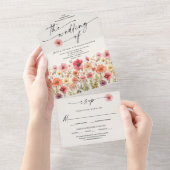 Boho Wildflowers Wedding Kleurrijke bloemen All In One Uitnodiging (Afscheurbaar)