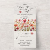 Boho Wildflowers Wedding Kleurrijke bloemen All In One Uitnodiging (Binnen)