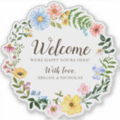 Boho Wildflowers Wedding Welkom Sticker Bag Label (Voorkant)