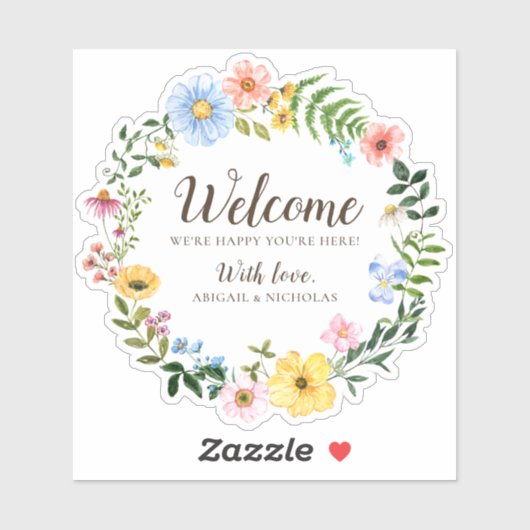 Boho Wildflowers Wedding Welkom Sticker Bag Label (Vel)