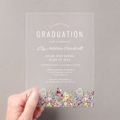 Boho Wildflowers White Graduation Party Acryl Uitnodigingen (Insitu (Draagbaar))