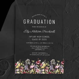 Boho Wildflowers White Graduation Party Acryl Uitnodigingen