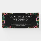 Boho Wildflowers - Zwart - Bedrijfsnaam Spandoek (Horizontaal)