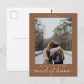 Boho Will you be my Maid of Honor Photo Chic Briefkaart (Voorkant / Achterkant)