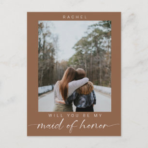 Boho Will you be my Maid of Honor Photo Chic Briefkaart