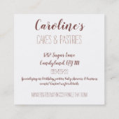 Boho Wine Baking Bakery Boutique Cupcake Pastries  Vierkante Visitekaartje (Achterkant)