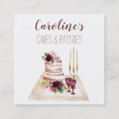 Boho Wine Baking Bakery Boutique Cupcake Pastries  Vierkante Visitekaartje (Voorkant)