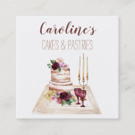 Boho Wine Baking Bakery Boutique Cupcake Pastries  Vierkante Visitekaartje