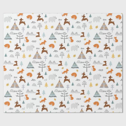 Boho Winter Animals | Kerstmis Cadeaupapier (Vlak)