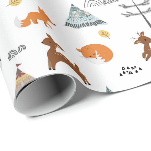 Boho Winter Animals | Kerstmis Cadeaupapier (Rol Hoek)